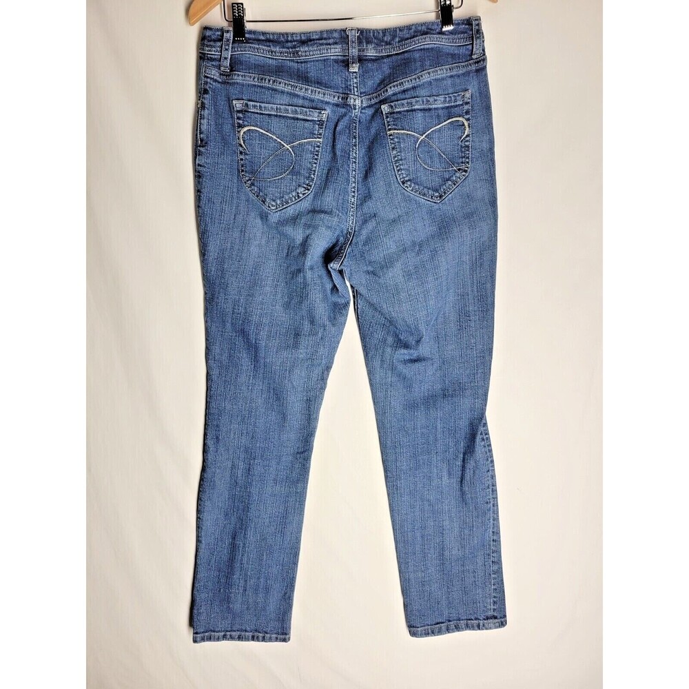 Chico's Womens Platinum Jeans Size 1.5 (M) Blue Medium Wash Embroidered Pockets